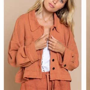 Cropped Waffle Jacket